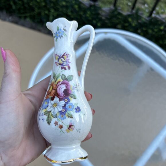 Vintage Old Foley James Kent Strawberries Butterflies Bud Vase Pitcher England - Picture 6 of 10